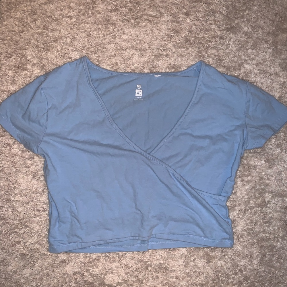 PACSUN Blue Cropped Wrap Top